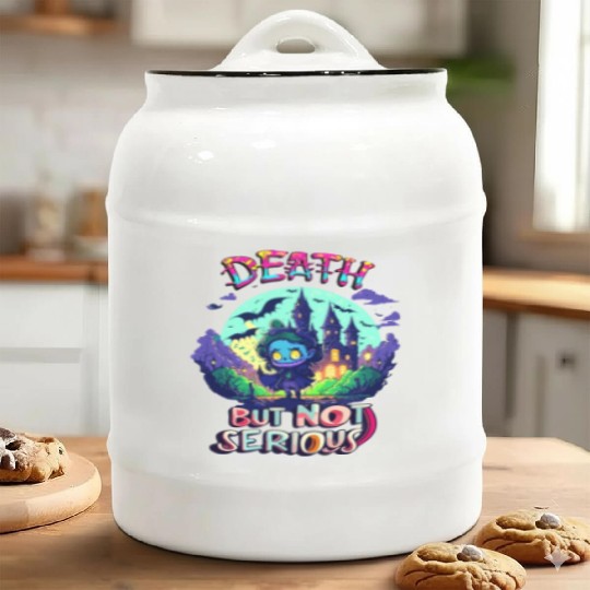 Death But Not Serious Funny Cute Halloween Zombie Ceramic Cookie Jars