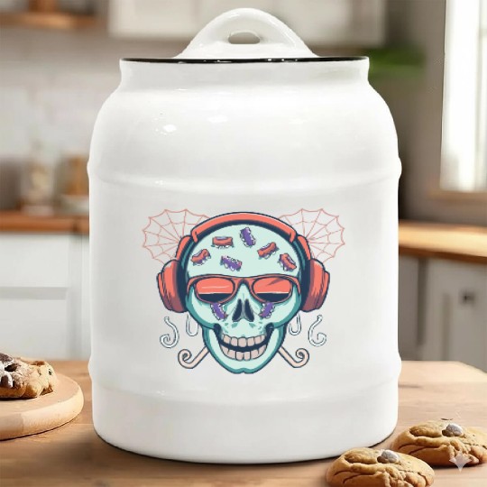 Skull Candy Halloween For Music Ceramic Cookie Jars