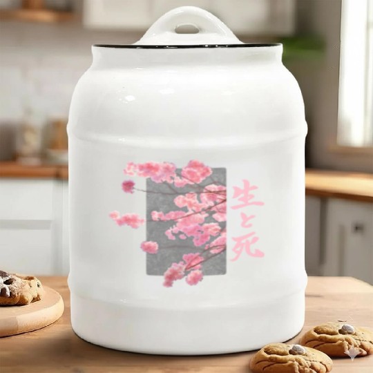 Cherry Blossom Life And Death SeiToShi Kanji Japan Ceramic Cookie Jars