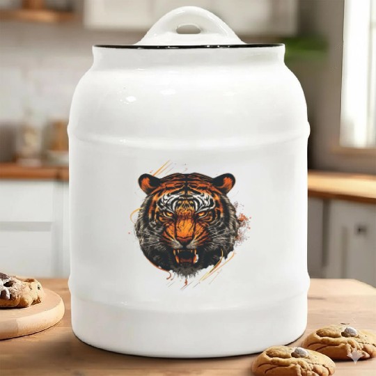 Ferocious Tiger Roar Ceramic Cookie Jars