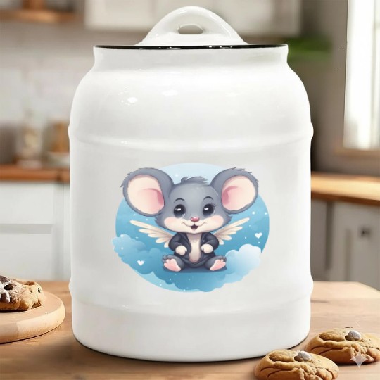 Mouse Angel Wings Rat Ceramic Cookie Jars