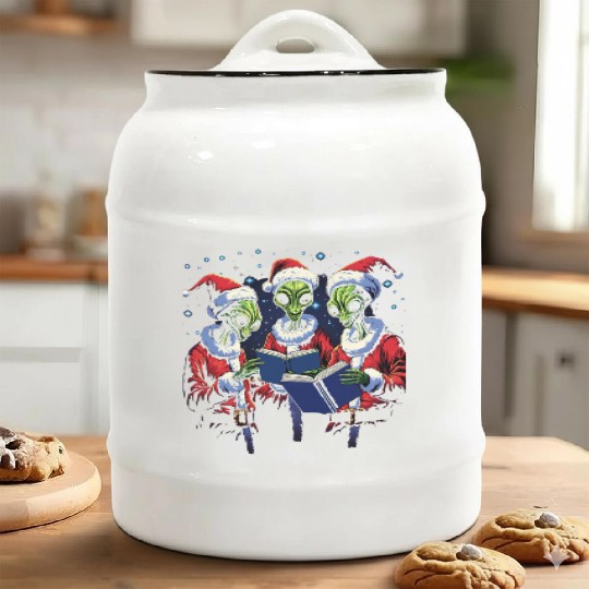 Alien Christmas Carolers Ceramic Cookie Jars
