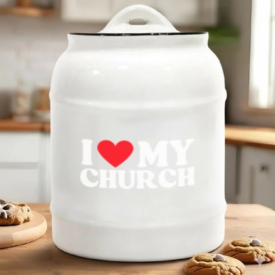 I Love My Church Christian Gift Ceramic Cookie Jars