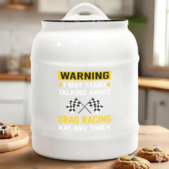 Warning Drag Racing Ceramic Cookie Jars