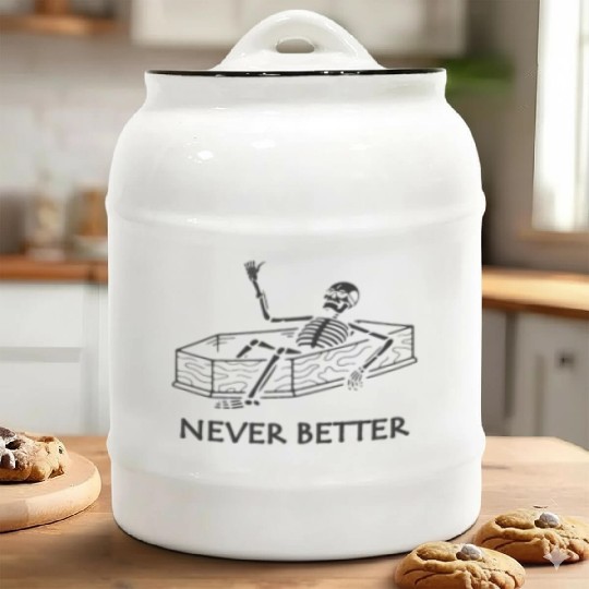 Never Better Skeleton Ceramic Cookie Jars