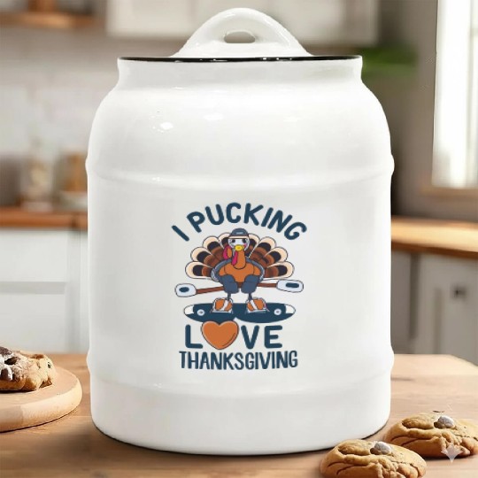 I Pucking Love Thanksgiving - Funny Turkey Ceramic Cookie Jars