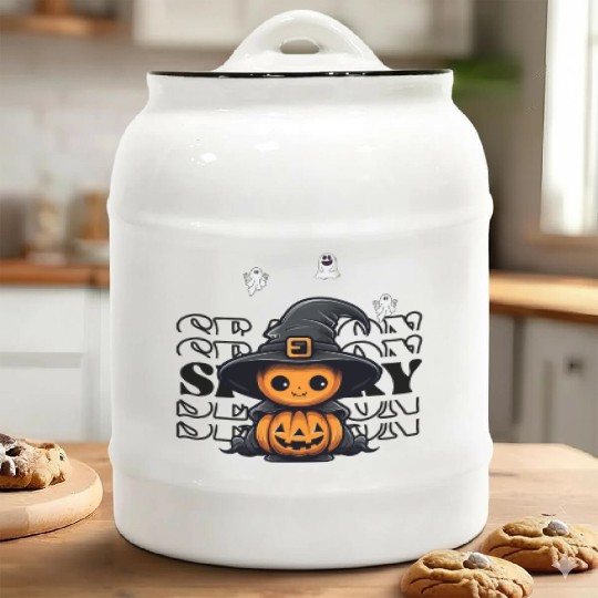"Spooky Halloween Fashion for Women and Kids" Ceramic Cookie Jars