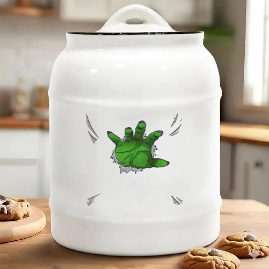 Halloween Green Hand Ceramic Cookie Jars