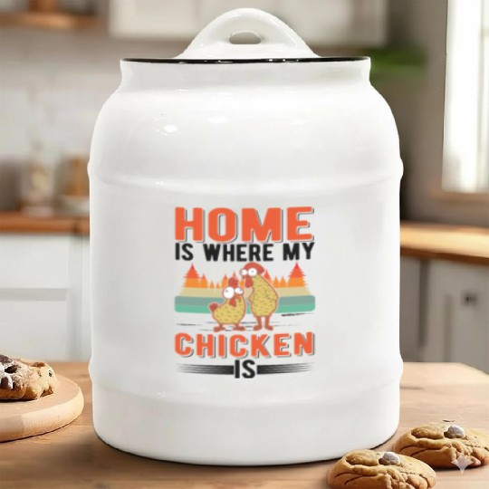 Chickens Home Farmer Chicken Ceramic Cookie Jars