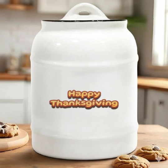 Happy Thanksgiving Cute 3D Text Ceramic Cookie Jars