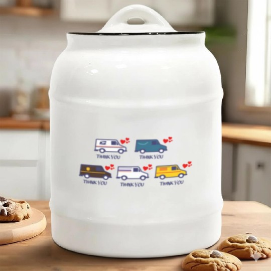 Thank You Postal worker Sticker Ceramic Cookie Jars