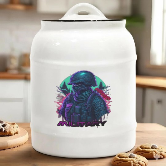 A neon Veterans Day vector Ceramic Cookie Jars