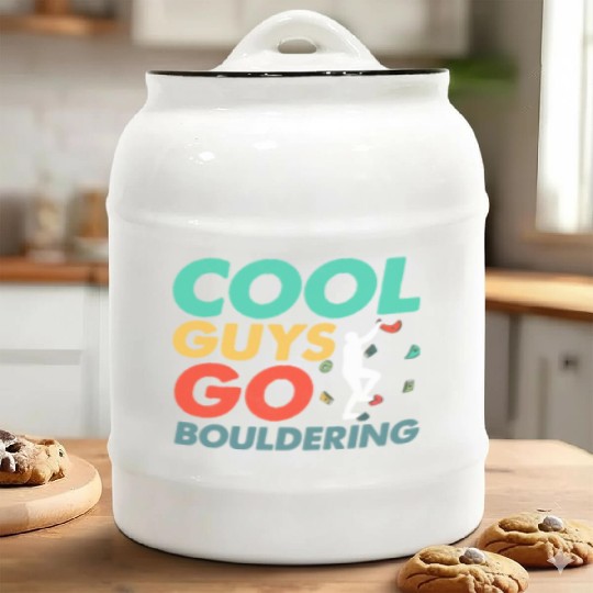 Cool Guys Go Bouldering Climbing Boulder Ceramic Cookie Jars