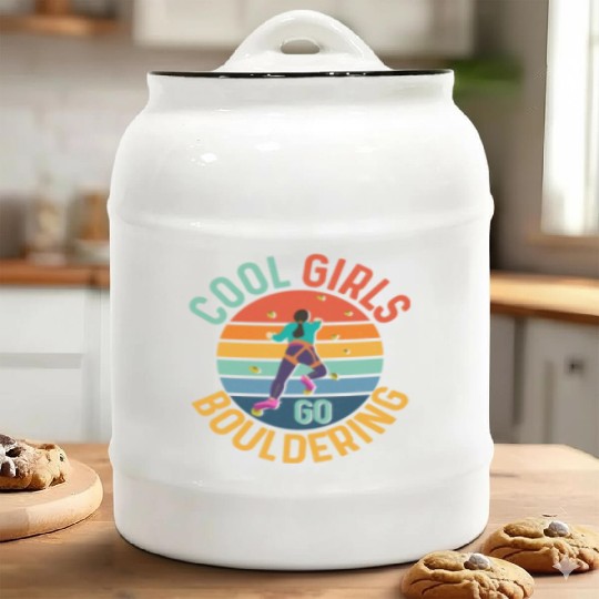 Cool Girls Go Bouldering Boulder Climbing Ceramic Cookie Jars