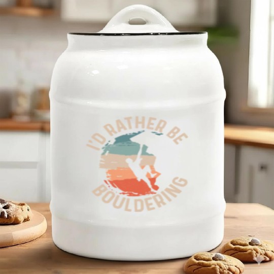 I'd Rather Be Bouldering Boulder Climbing Ceramic Cookie Jars