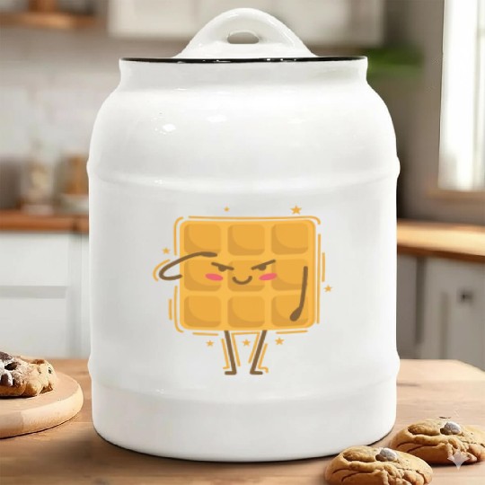 Waffle salutes Pastry Snack Ceramic Cookie Jars