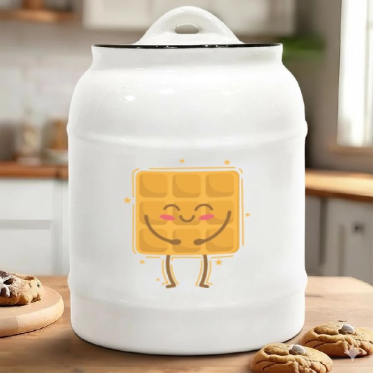 Waffle happy Pastry Baker Ceramic Cookie Jars