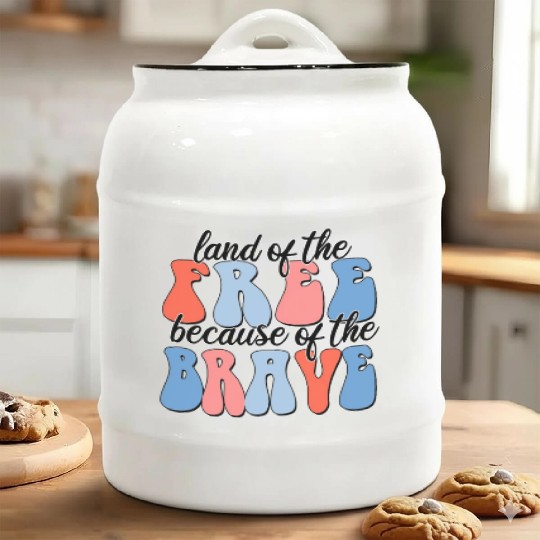 land of the free because of the brave Ceramic Cookie Jars