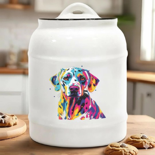 Watercolor Colorful Dalmatian Ceramic Cookie Jars