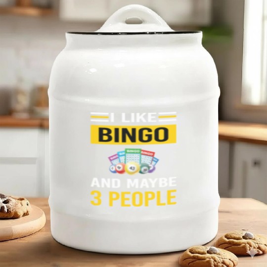 3 People Bingo Ceramic Cookie Jars