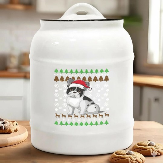 Merry Christmas, French Bulldog, Dog lovers gift Ceramic Cookie Jars