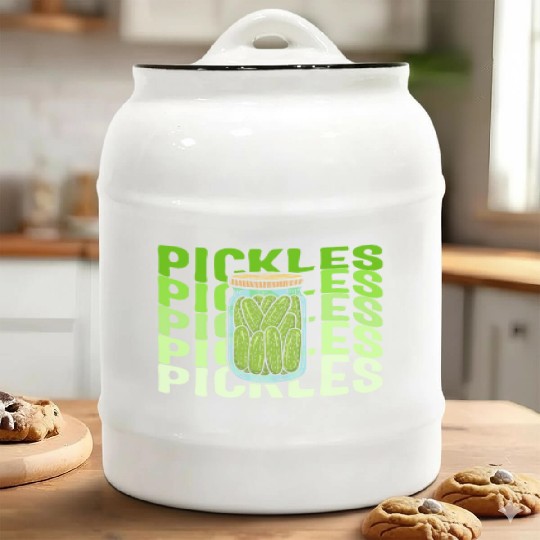 Pickle Ceramic Cookie Jars, Jar Of Pickles Cute Retro Green Ceramic Cookie Jars