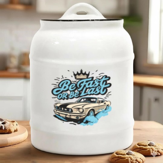 Funny Be Fast Or Be Last Drag Racing Race Drifting Ceramic Cookie Jars