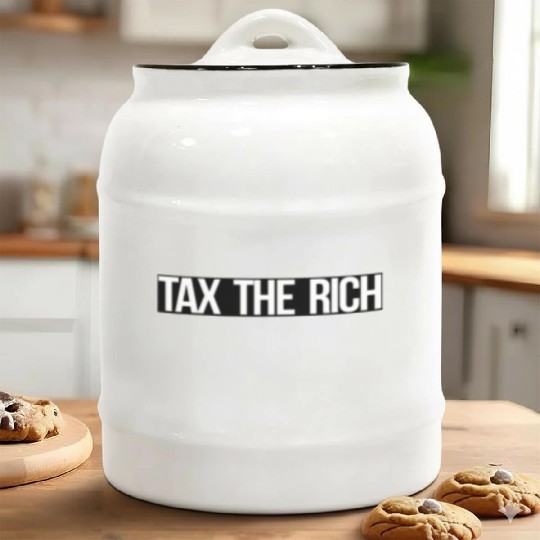 Tax The Rich white on black Ceramic Cookie Jars