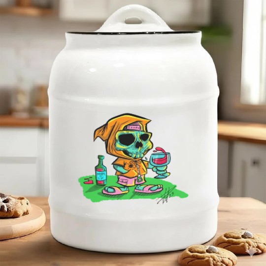 Death of thirst. Thirsty skeleton. Ceramic Cookie Jars