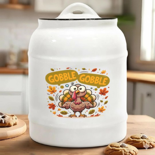 Fun Turkey Gobble Gobble for a Joyful Thanksgiving Ceramic Cookie Jars