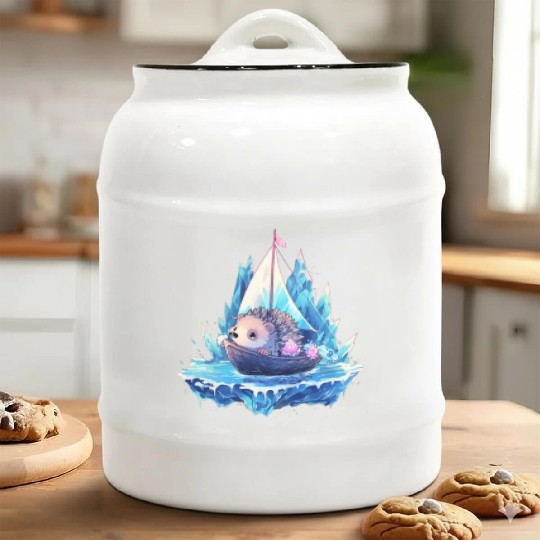 Ice Sailing Hedgehog Ice Sailor Ice Boating Ceramic Cookie Jars