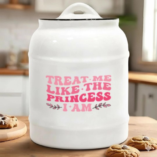 Treat Me Like The Princess I Am Purple Cute Girl Ceramic Cookie Jars