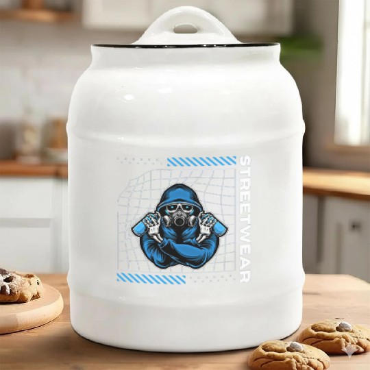 Skeleton Graffiti Artist Streetwear Ceramic Cookie Jars