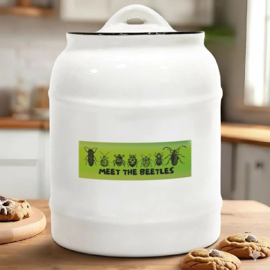 Meet the Beetles (Green) - Funny Bug Lovers Design Ceramic Cookie Jars