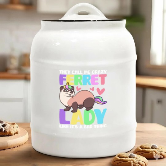 Female Ferret Lover Ceramic Cookie Jars