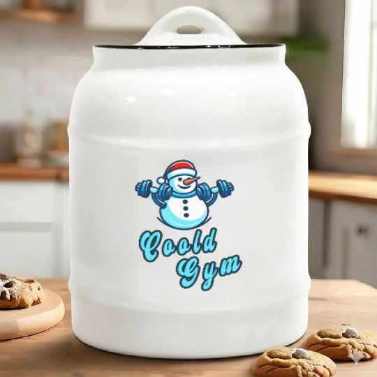 Cool gym funny snowman Ceramic Cookie Jars