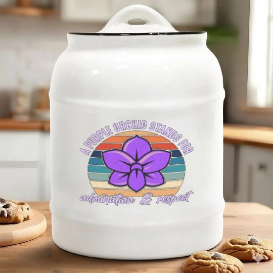 Orchids A Purple Orchid Stands Retro Horticulture Ceramic Cookie Jars