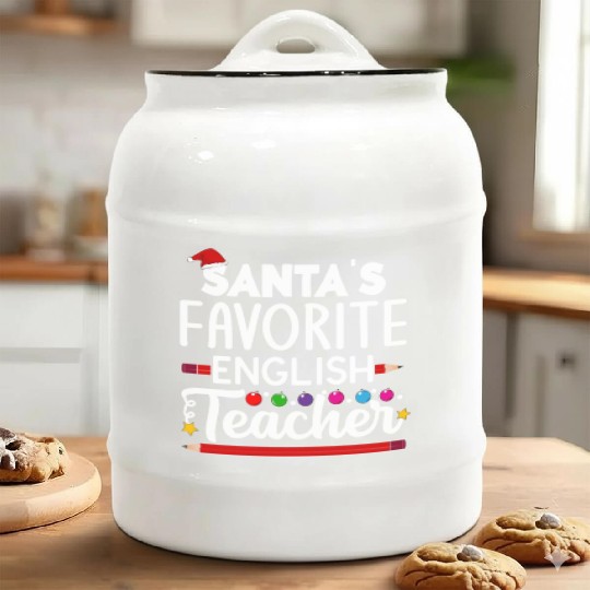 Santa s Favorite English Teacher School Christmas Ceramic Cookie Jars