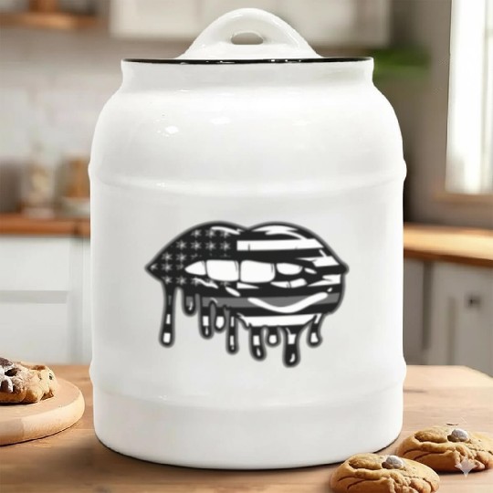 US Flag Lips Correctional Officer Patriotic First Ceramic Cookie Jars