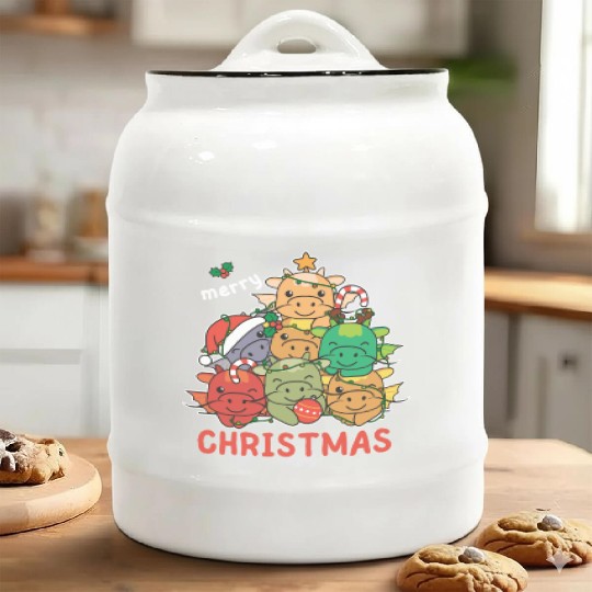 Dragon Christmas Tree Merry Christmas Ceramic Cookie Jars