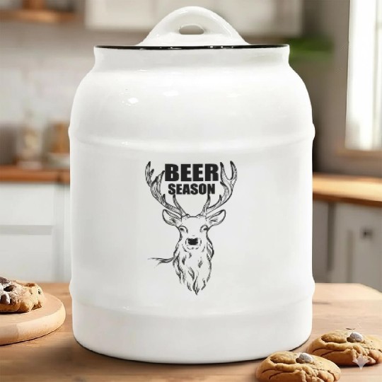 Beer Season 2 Camo Funny Deer Hunter Ceramic Cookie Jars