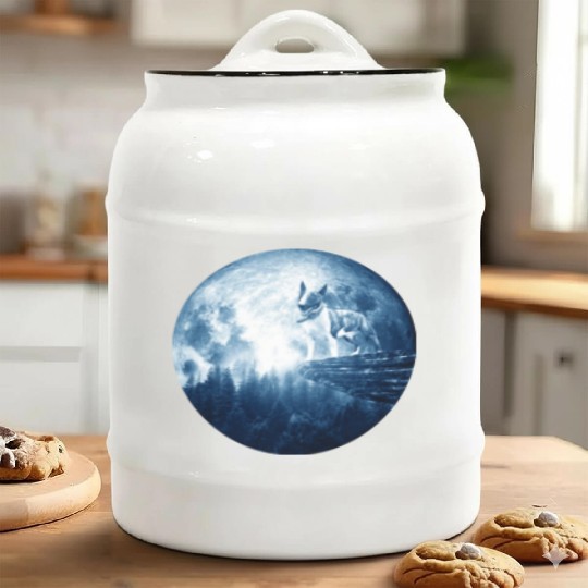 Bull Terrier Miniature Dog Moon Dog Mom Dad Women Ceramic Cookie Jars