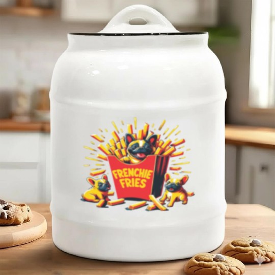 Frenchie Fries - Cute French Bulldog Fries Ceramic Cookie Jars