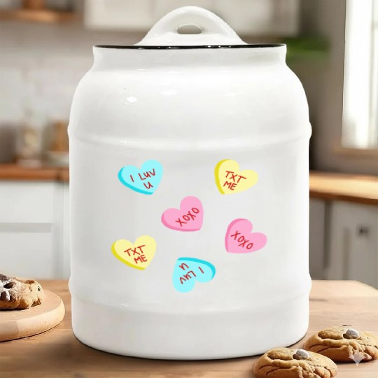 Sweet Candy Hearts Valentines Day Ceramic Cookie Jars