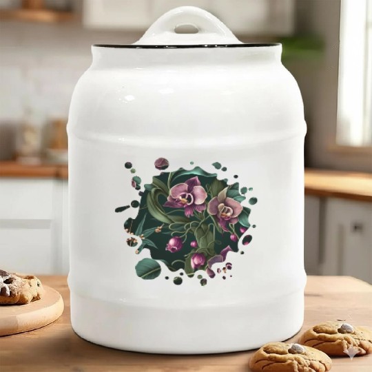 Orchid Inspired Flower Plant Lover Funny Gardening Ceramic Cookie Jars