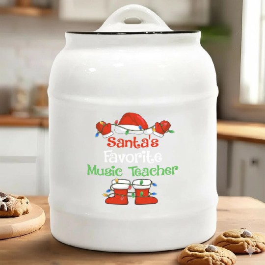 Santa's Favorite Music Teacher Funny Christmas Ceramic Cookie Jars
