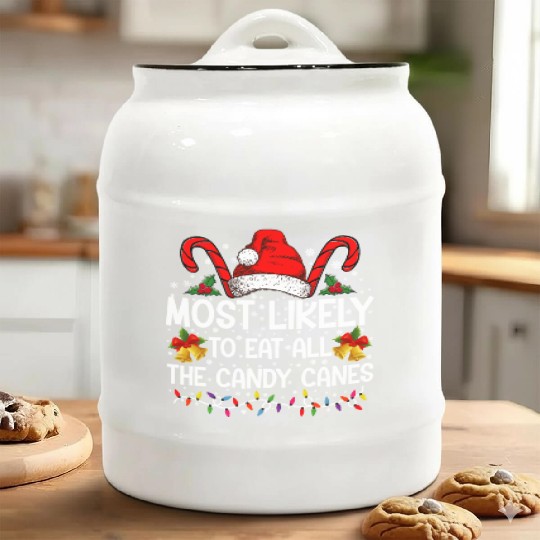 Most Likely To Eat All The Candy Canes Christmas Ceramic Cookie Jars