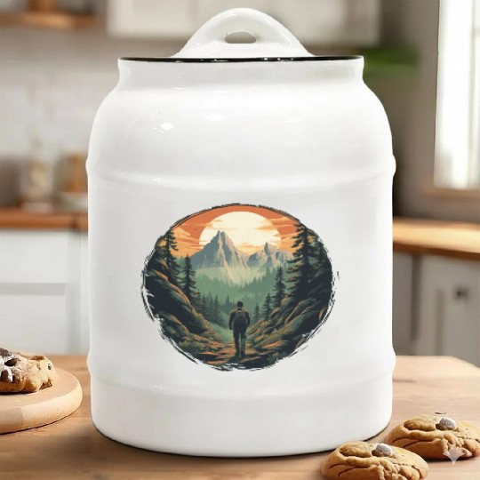 Forest nature trekking adventure Ceramic Cookie Jars