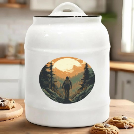 Forest nature trekking adventure Ceramic Cookie Jars
