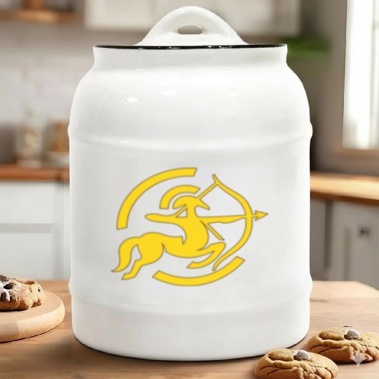 Zodiac Sagittarius Arc Icon Minimalistic Gold Ceramic Cookie Jars